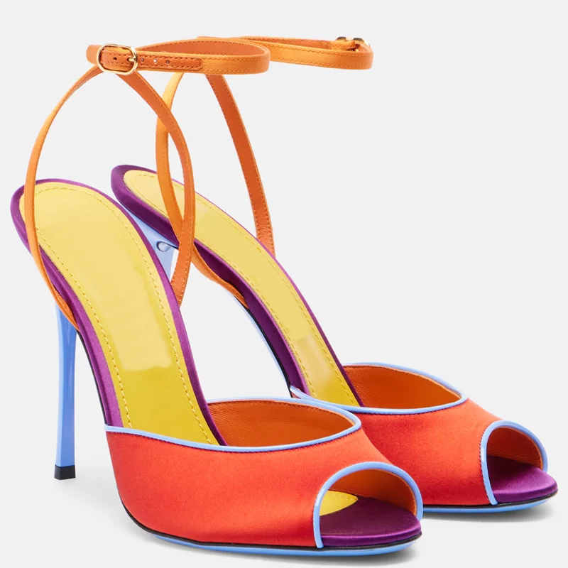 Women'S Shoes Peep Toe - Satin Mixed Colors Peep Toe Sandals