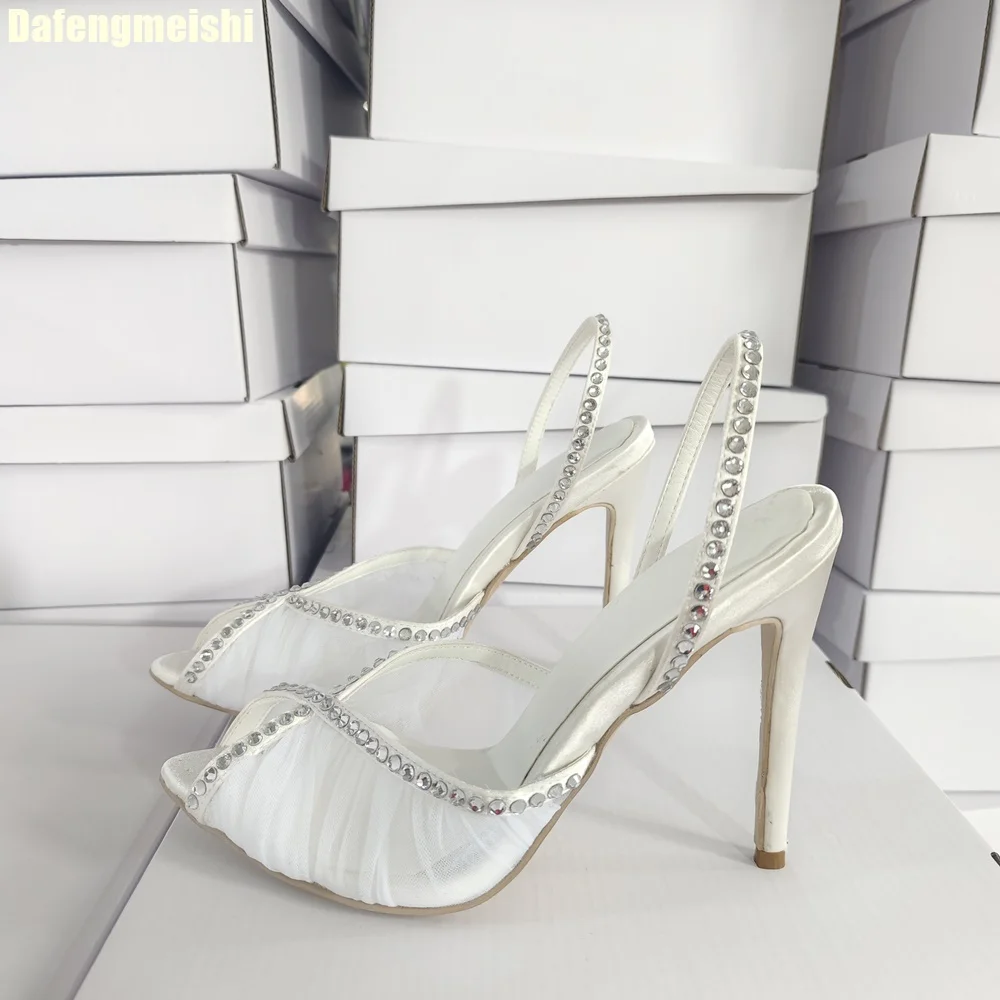 Women'S Shoes Peep Toe - White Breathable Gauze Rivet Sandals Slingback