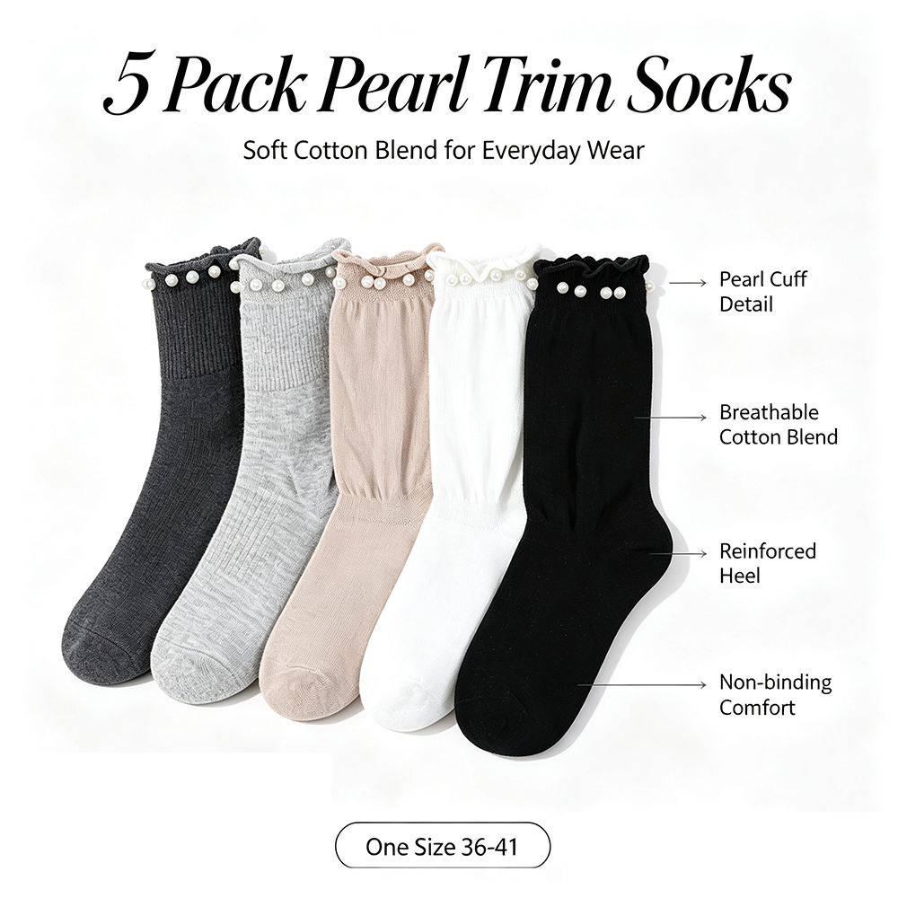 5 Pairs Women Pearl Ruffle Cre - Women'S Shoes For Crews review and price